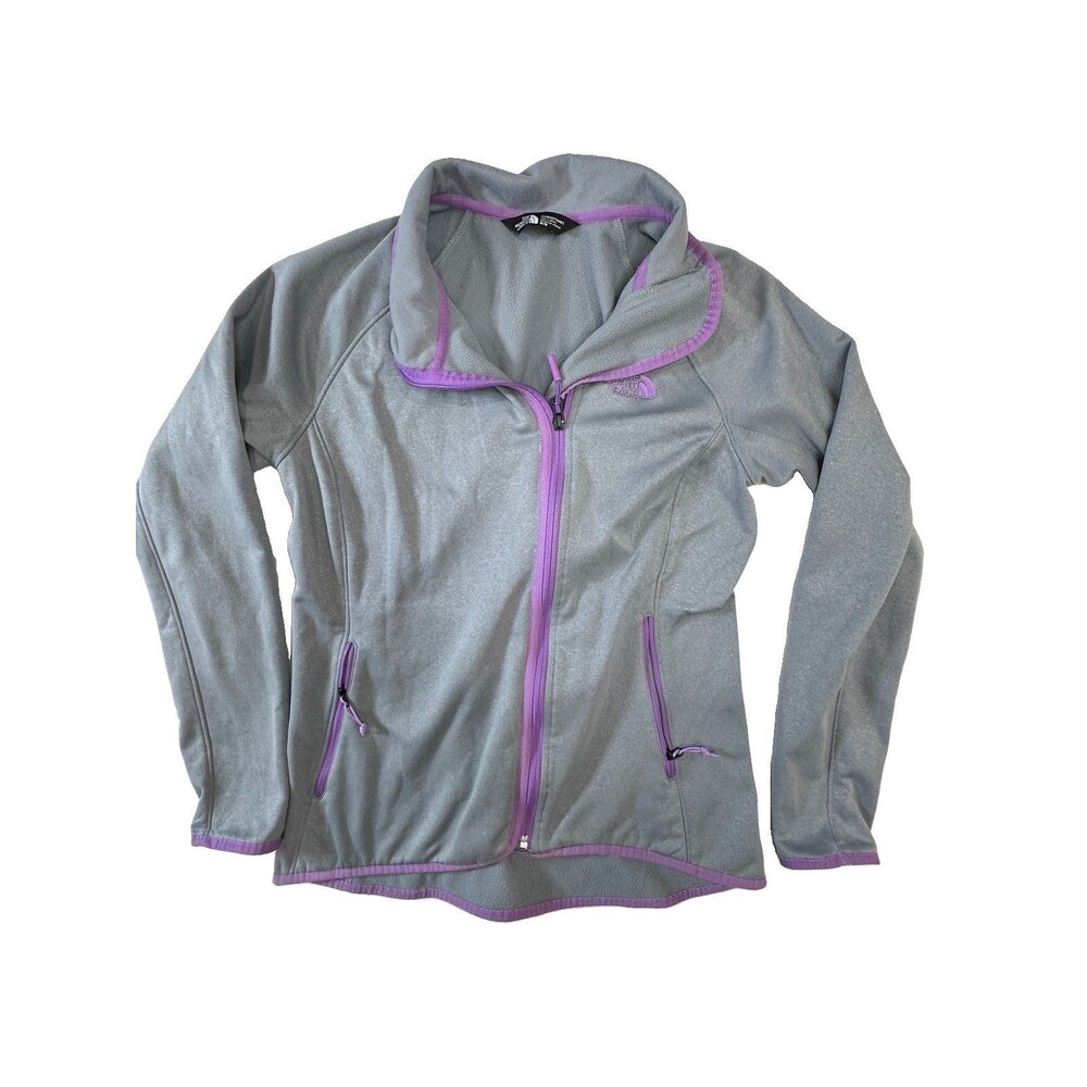 North Face Medium Arcata Full Zip Jacket Grey & Purple Size XL 100% Polyester